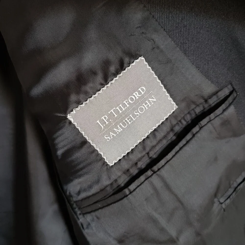 Samuelsohn 100% Cashmere Blazer Jacket Black Size Mens 42 Tall J.P.Tilford Italy